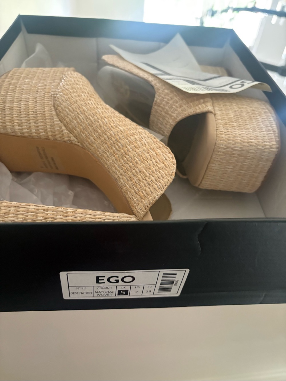 EGO Natural Woven Platform Mule in Neutral